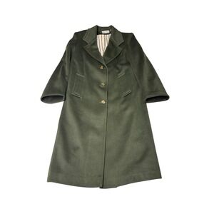 Ashley Scott Petite Vintage 100% Pure Wool Overcoat Forest Green Long Coat